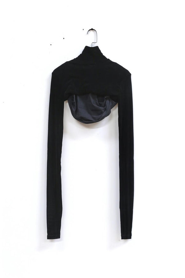 Un Morceau wool knitted crinkled stretch band crop top AW22 UM222SZ15 black